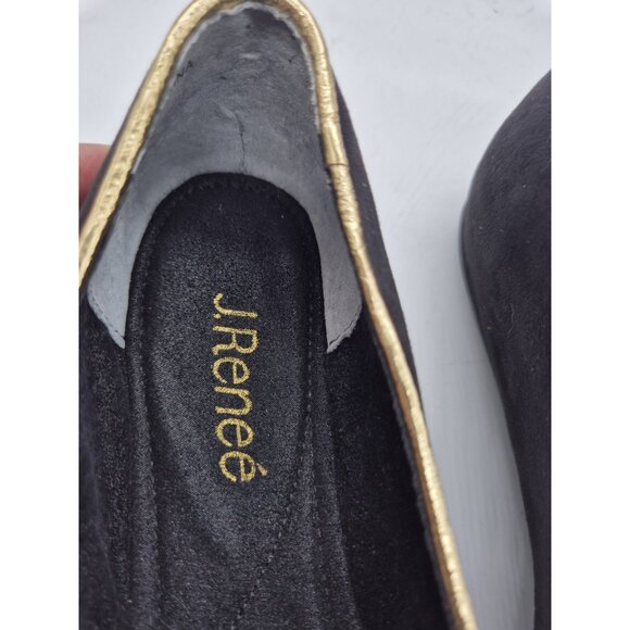 J. Renee Women's Flats Shoes Size 7 Black Champagne Rhinestone Loafers (206) - Picture 6 of 8